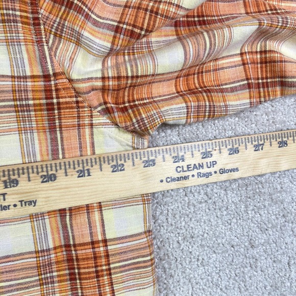 L.L. Bean Men's M Orange Plaid Long Sleeve Button Down Casual Outdoor Shirt - Picture 5 of 7